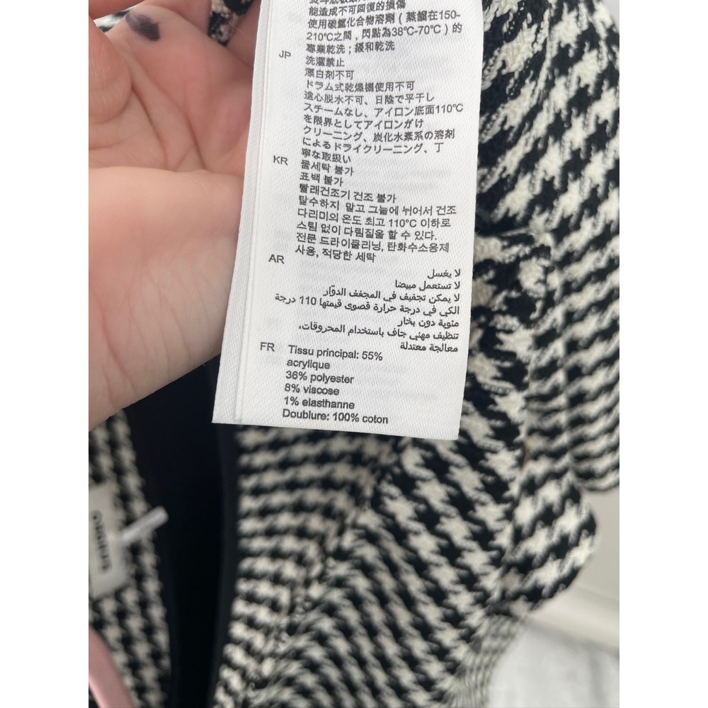 Sandro Charlotte Houndstooth Black and White Tweed Mini Dress 38 US 6 - Picture 10 of 11